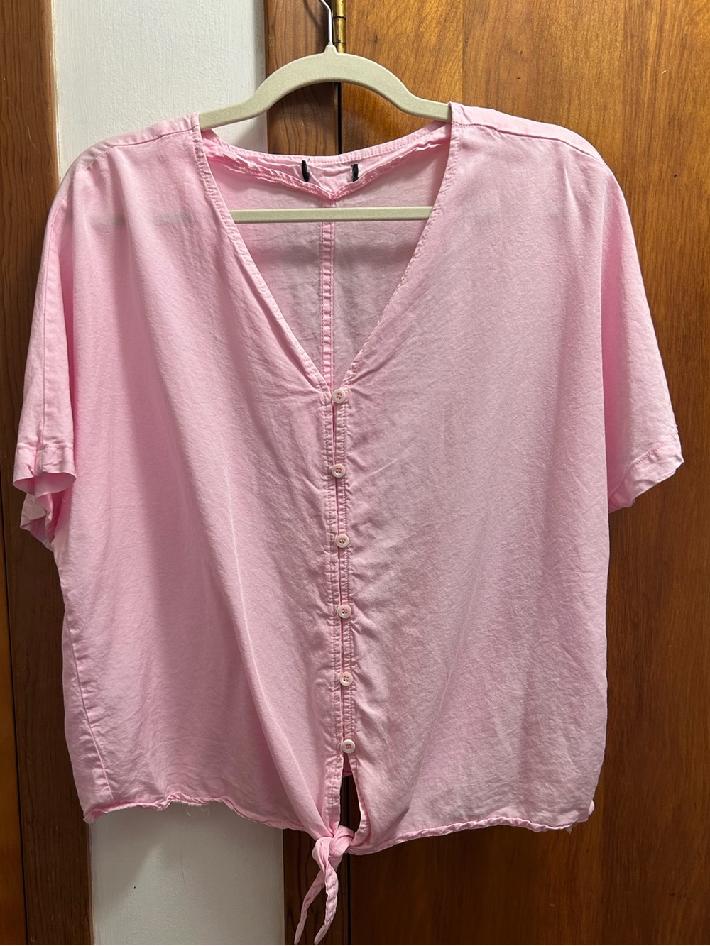 Light Pink Short-Sleeve Button Front Shirt